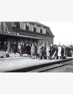 Teatteriseurue Hämeenlinnan rautatieasemalla 13.4.1930