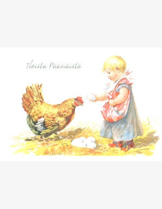 Lapsi ja kana -pääsiäiskortti