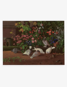 Ferdinand von Wright - Kukkia ja lintuja puutarhan nurkassa