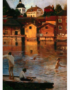 Albert Edelfelt - Porvoonjoella uivia poikia