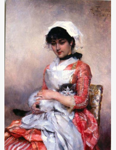 Albert Edelfelt - Tyttö ja kissa