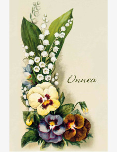 Nostalgia Onnittelu Kielo & Orvokki -taitekortti (2-os)