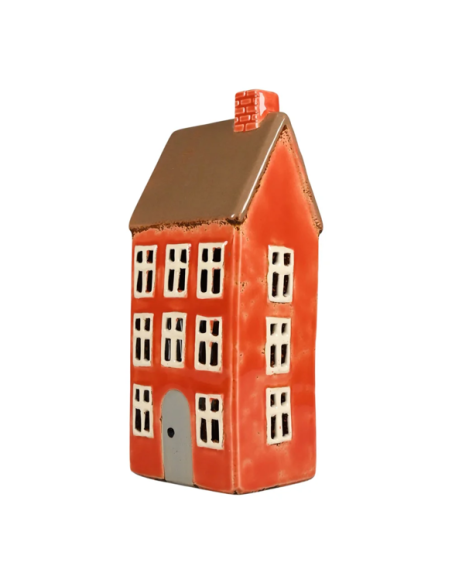 Keraaminen talolyhty, oranssi 23 cm Keraaminen talolyhty, oranssi 23 cm