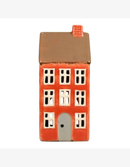 Keraaminen talolyhty, oranssi 23 cm Keraaminen talolyhty, oranssi 23 cm