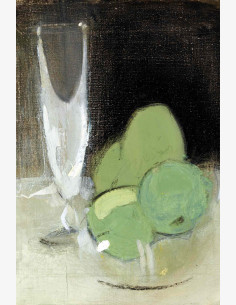 Helene Schjerfbeck - Vihreät omenat ja samppanjalasi (2-os.)