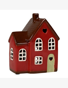Keraaminen talolyhty, punainen 15 cm
