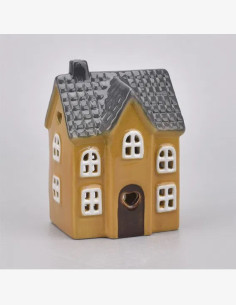 Keraaminen talolyhty, keltainen 15 cm