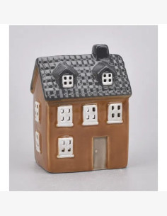 Keraaminen talolyhty, ruskea 12 cm