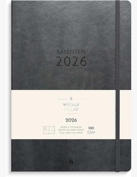 Kalenteri Weekly Deluxe 2026 musta Kalenteri Weekly Deluxe 2026 musta