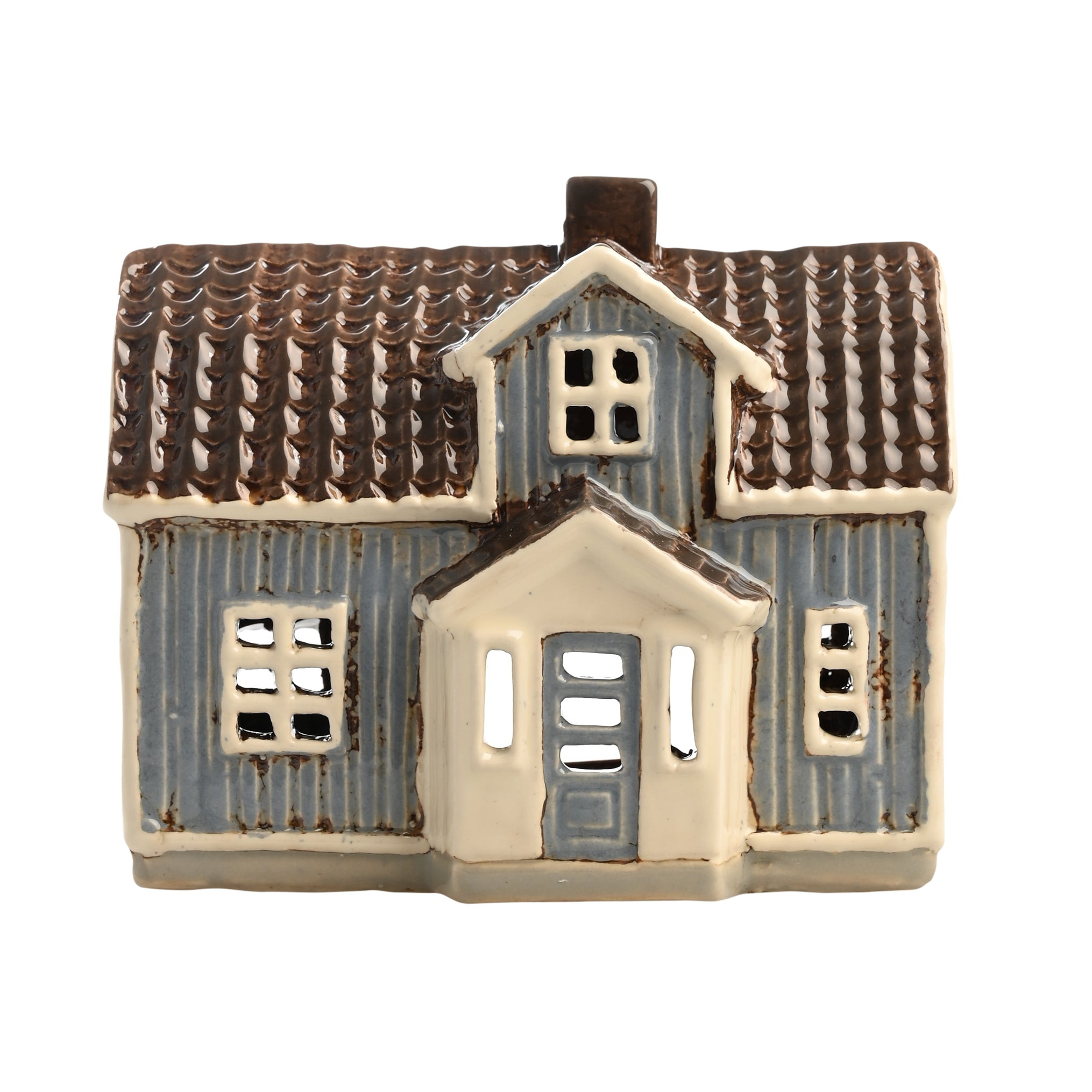 Keraaminen talolyhty, sininen puutalo 11 cm - Image 2
