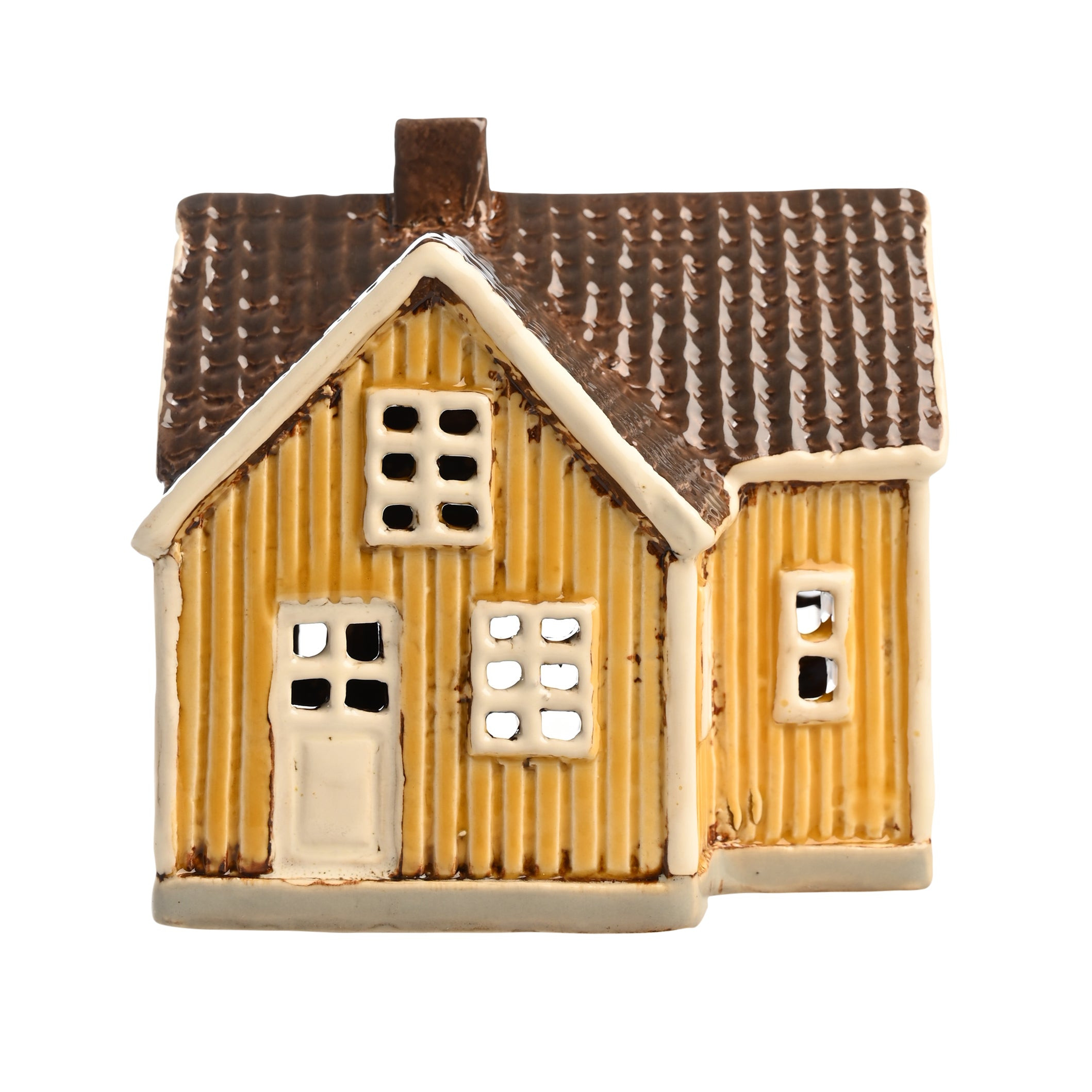 Keraaminen talolyhty, keltainen puutalo 12 cm - Image 2